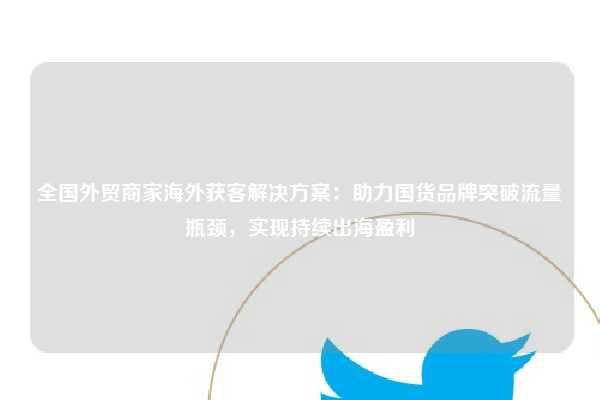 全国外贸商家海外获客解决方案：助力国货品牌突破流量瓶颈，实现持续出海盈利