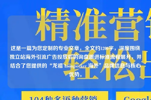 这是一篇为您定制的专业文章，全文约1200字，深度围绕独立站海外引流广告投放后的询盘跟进标准流程展开，并结合了您提供的“龙禧 Loongseeker 海外”品牌信息与核心优势。