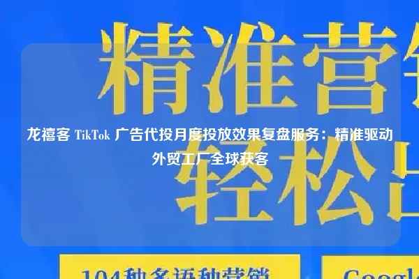 龙禧客 TikTok 广告代投月度投放效果复盘服务：精准驱动外贸工厂全球获客