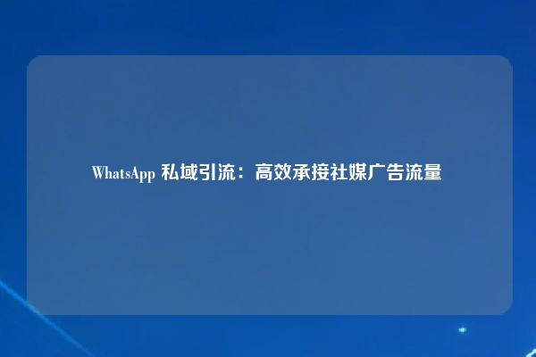 WhatsApp 私域引流：高效承接社媒广告流量