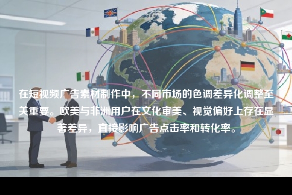 在短视频广告素材制作中，不同市场的色调差异化调整至关重要。欧美与非洲用户在文化审美、视觉偏好上存在显著差异，直接影响广告点击率和转化率。